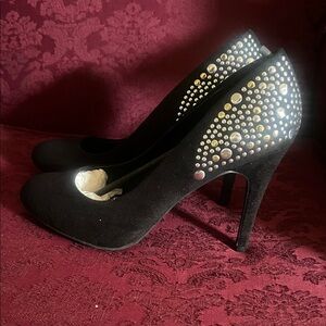 Xappeal Black Heels with Silver Studs